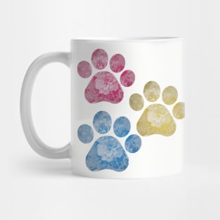 Subtle Floral Paw Prints Flag Mug